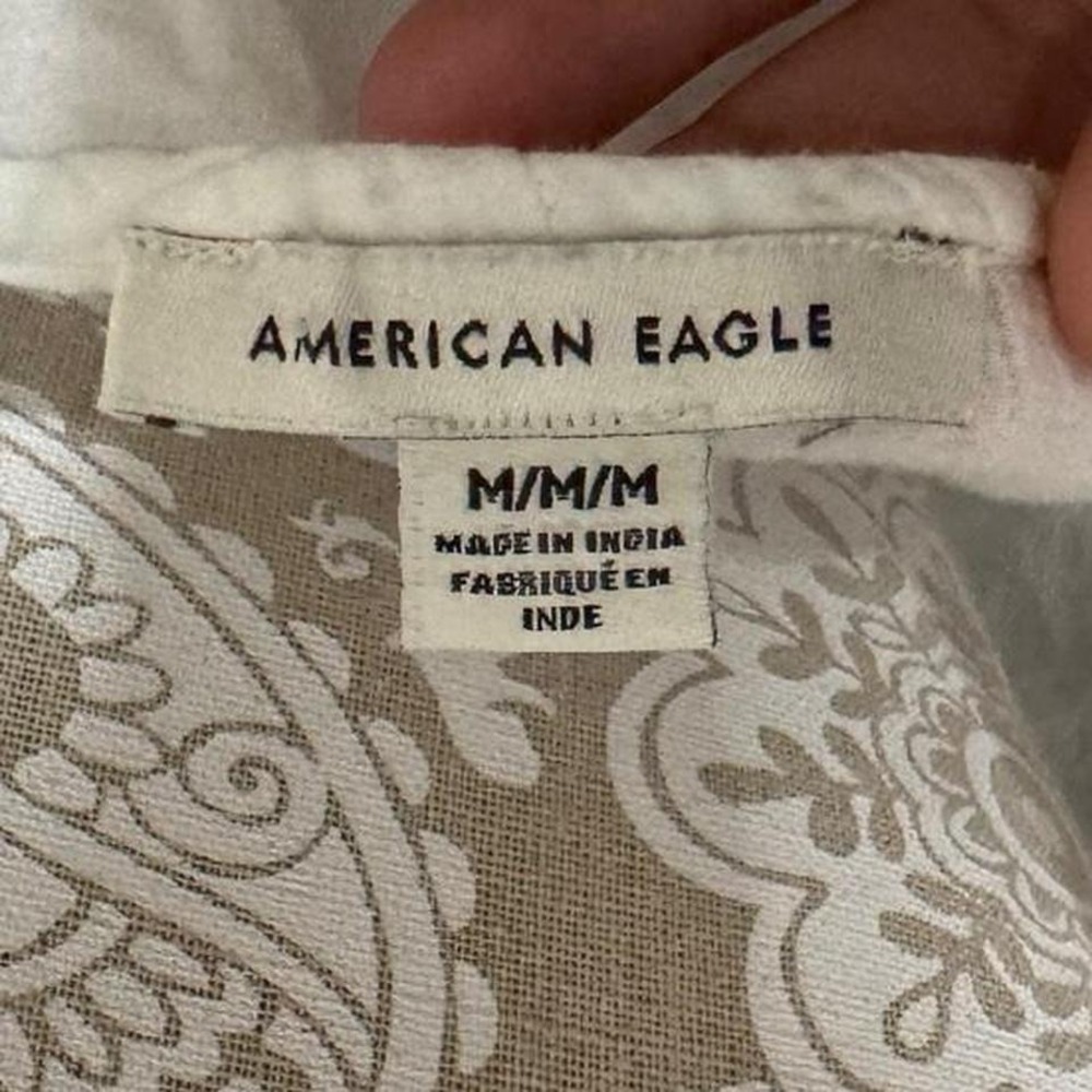 American Eagle White Cotton Peplum Babydoll Top M Cottagecore Boho - Picture 5 of 6